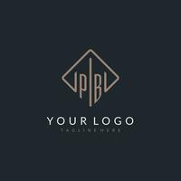 PB initial logo with curved rectangle style design vector