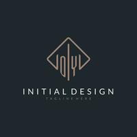 OY initial logo with curved rectangle style design vector