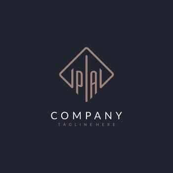 PA initial logo with curved rectangle style design vector