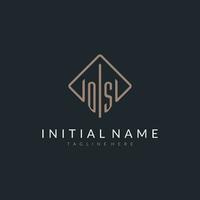 OS initial logo with curved rectangle style design vector