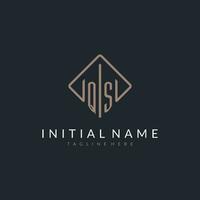 QS initial logo with curved rectangle style design vector