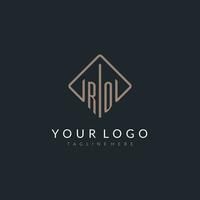 RO initial logo with curved rectangle style design vector