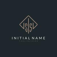 SS initial logo with curved rectangle style design vector