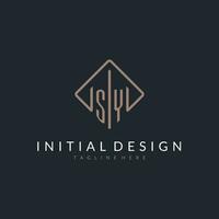 SY initial logo with curved rectangle style design vector
