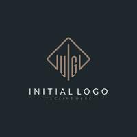 UG initial logo with curved rectangle style design vector