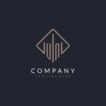 UN initial logo with curved rectangle style design vector