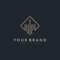 UP initial logo with curved rectangle style design vector