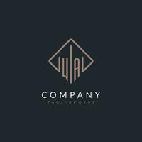 WA initial logo with curved rectangle style design vector