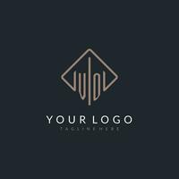 VO initial logo with curved rectangle style design vector
