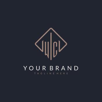 WC initial logo with curved rectangle style design vector