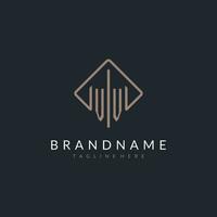 VV initial logo with curved rectangle style design vector