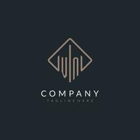 VN initial logo with curved rectangle style design vector