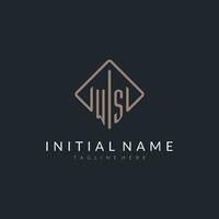 WS initial logo with curved rectangle style design vector