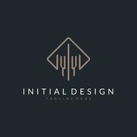 YY initial logo with curved rectangle style design vector