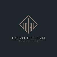 DX initial logo with curved rectangle style design vector