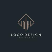 DX initial logo with curved rectangle style design vector