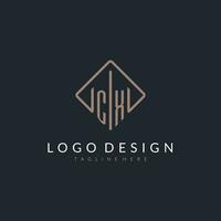 CX initial logo with curved rectangle style design vector