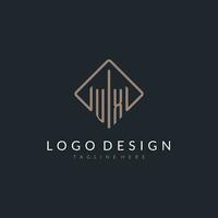 UX initial logo with curved rectangle style design vector