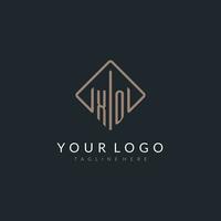 XO initial logo with curved rectangle style design vector