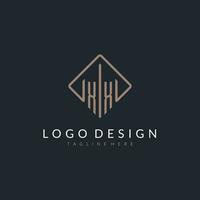 XX initial logo with curved rectangle style design vector