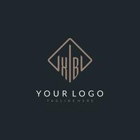 XB initial logo with curved rectangle style design vector