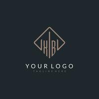 XB initial logo with curved rectangle style design vector