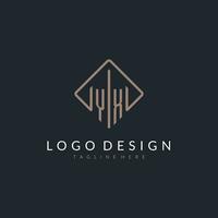 YX initial logo with curved rectangle style design vector