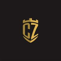 Initials CZ logo monogram with shield style design vector