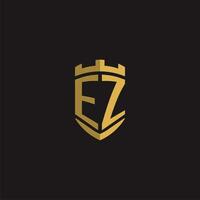 Initials EZ logo monogram with shield style design vector