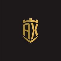 Initials AX logo monogram with shield style design vector