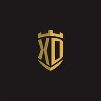 Initials XD logo monogram with shield style design vector