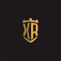 Initials XR logo monogram with shield style design vector