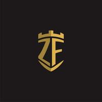 Initials ZF logo monogram with shield style design vector