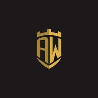 Initials AW logo monogram with shield style design vector