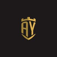 Initials AY logo monogram with shield style design vector