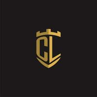 Initials CL logo monogram with shield style design vector