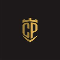 Initials CP logo monogram with shield style design vector