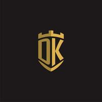 Initials DK logo monogram with shield style design vector