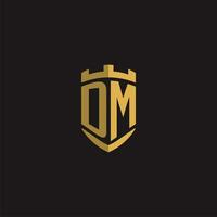 Initials DM logo monogram with shield style design vector