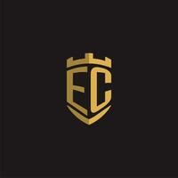 Initials EC logo monogram with shield style design vector