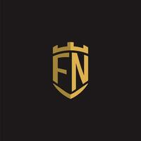 Initials FN logo monogram with shield style design vector