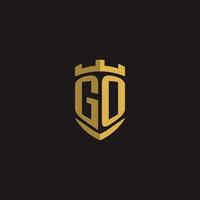 Initials GO logo monogram with shield style design vector