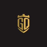 Initials GQ logo monogram with shield style design vector