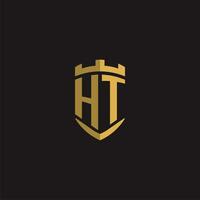 Initials HT logo monogram with shield style design vector