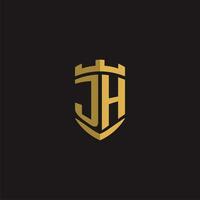 iniciales J h logo monograma con proteger estilo diseño vector