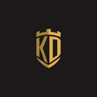 iniciales kd logo monograma con proteger estilo diseño vector