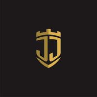 Initials JJ logo monogram with shield style design vector