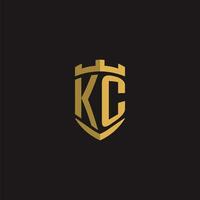 Initials KC logo monogram with shield style design vector