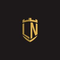 Initials LN logo monogram with shield style design vector