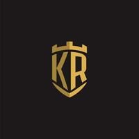 iniciales kr logo monograma con proteger estilo diseño vector